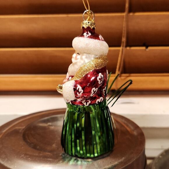Santa Ukulele Grass Skirt Glass Blown Christmas Ornament - Picture 4 of 5